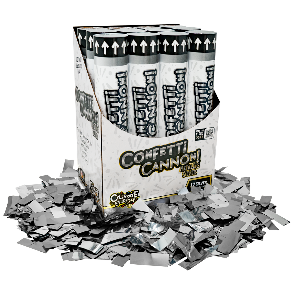 Metallic Silver Confetti Cannon - Celebrate Everyday