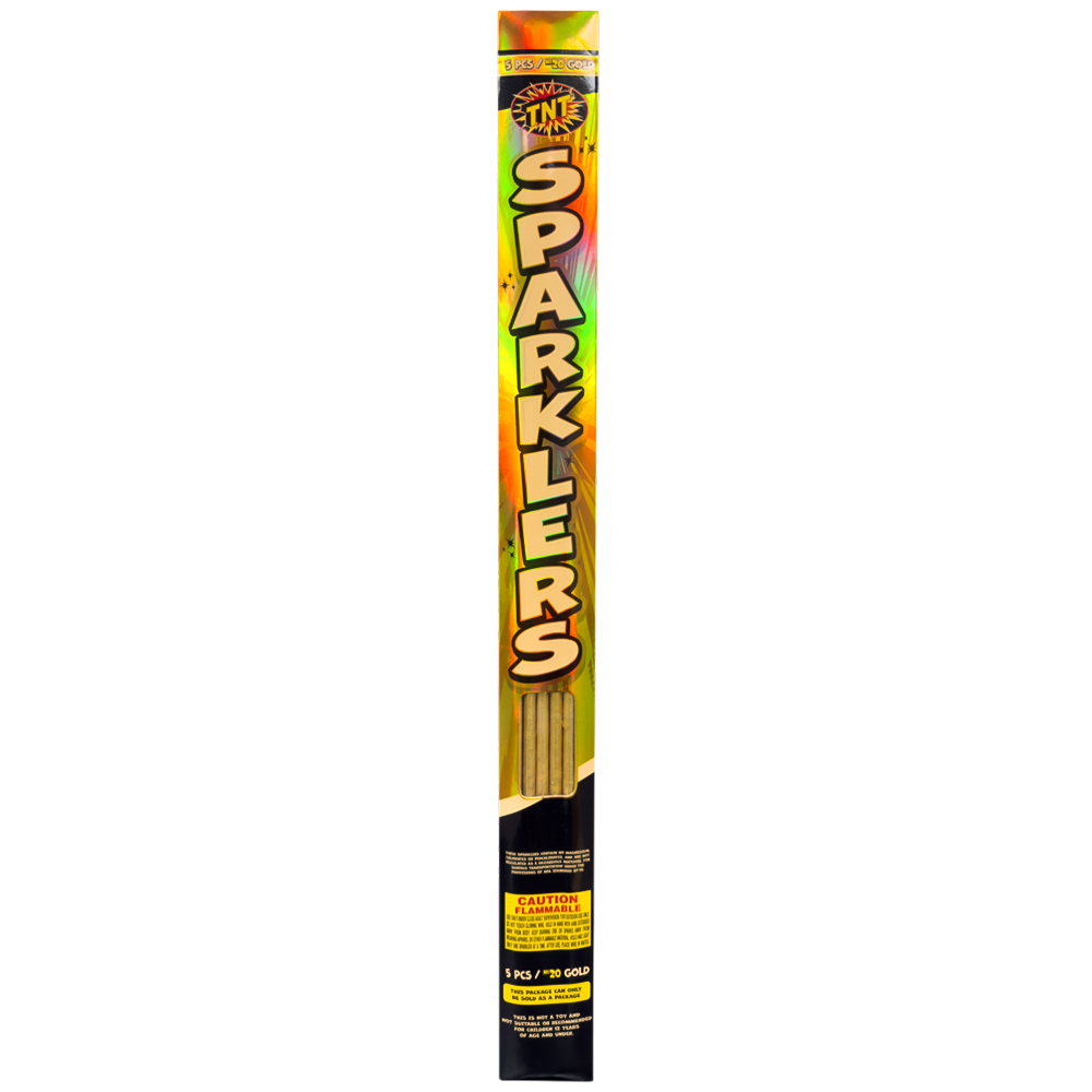 Gold #20 Sparklers, 5 Pack