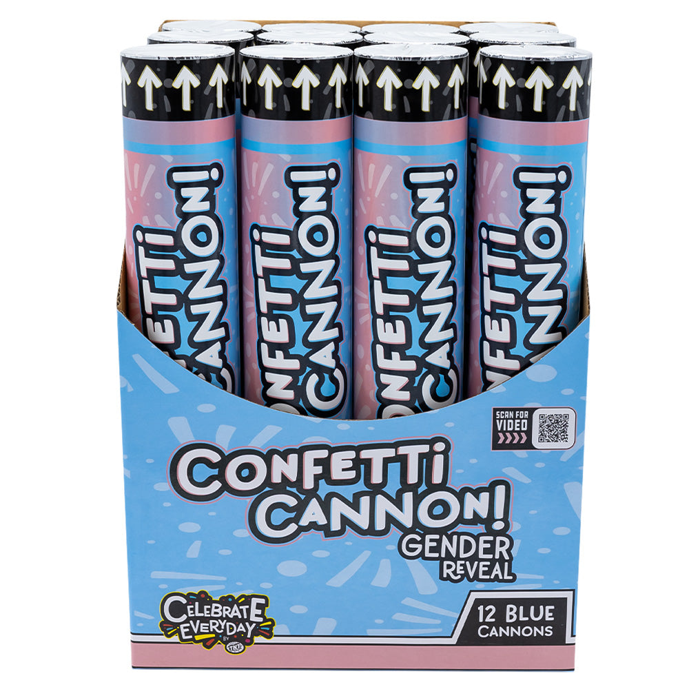 Gender Reveal Blue Confetti Cannons, 12 Pack, Blue Confetti - Celebrate Everyday