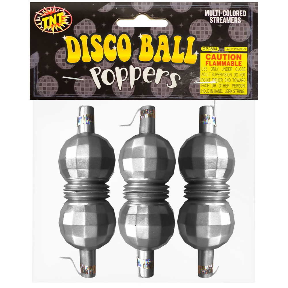 Disco Ball Poppers, 6 Pack