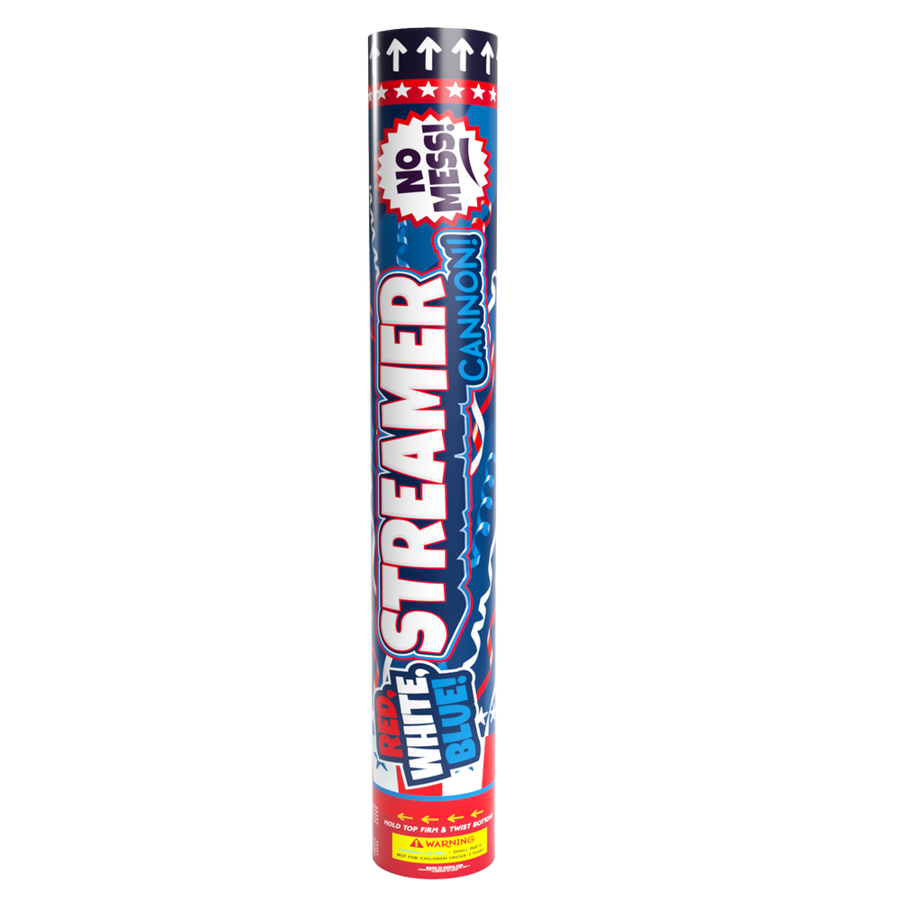 Red, White, and Blue Streamer Cannons, 12 Pack