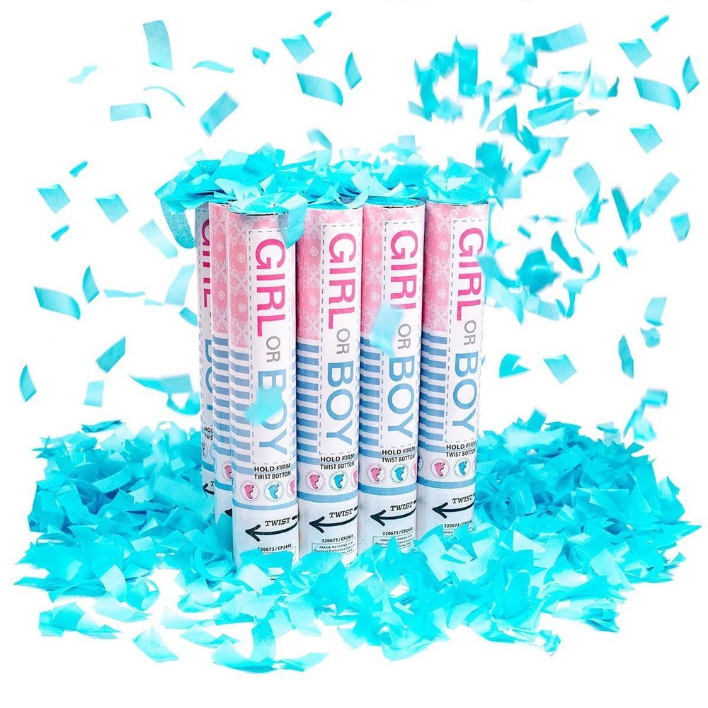 Blue Gender Reveal Confetti Cannon 12 Pack - Celebrate Everyday