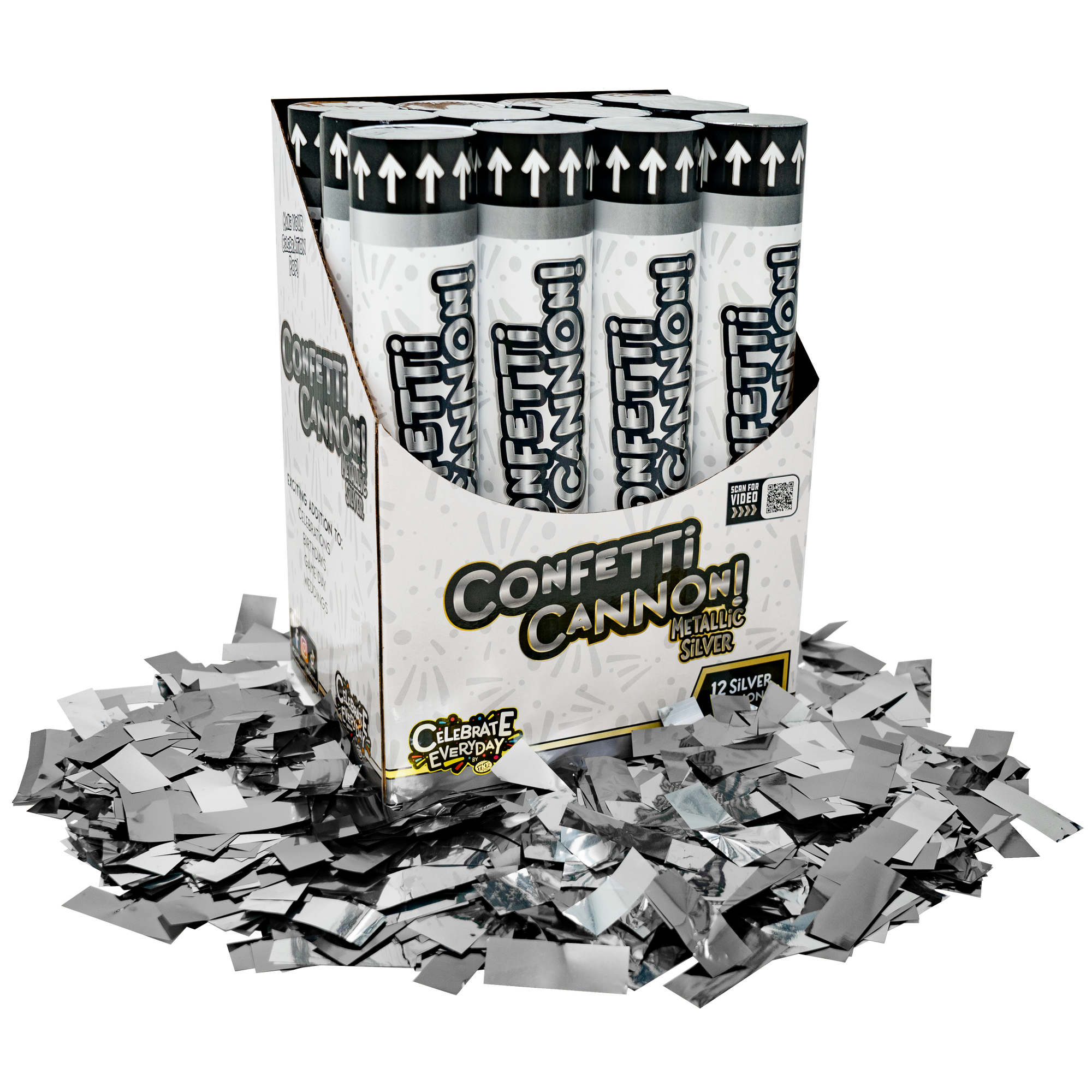 Metallic Silver Confetti Cannon - Celebrate Everyday